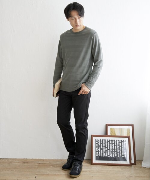 ikka（イッカ）の「ランダムリップルボーダーロンT（Tシャツ/カットソー・メンズ・シルバー/ブラック/ホワイト/グリーン・L/XL/M/S）」の8枚目の写真