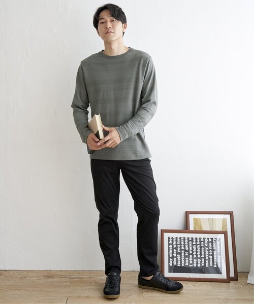 ikka（イッカ）の「ランダムリップルボーダーロンT（Tシャツ/カットソー・メンズ・シルバー/ブラック/ホワイト/グリーン・L/XL/M/S）」の9枚目の写真