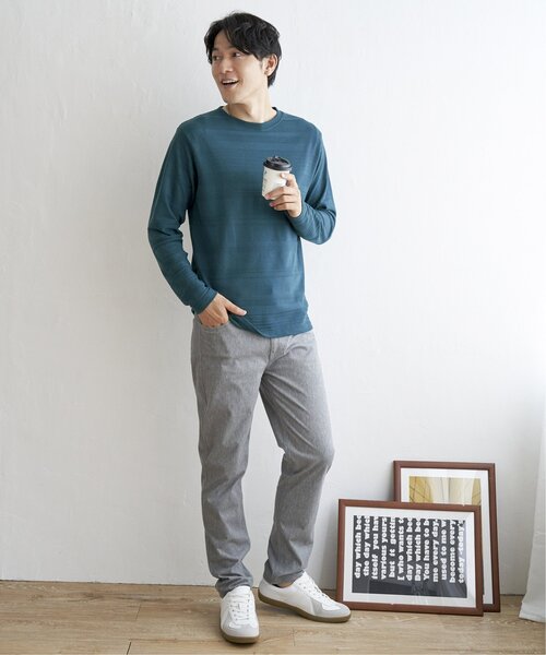 ikka（イッカ）の「ランダムリップルボーダーロンT（Tシャツ/カットソー・メンズ・シルバー/ブラック/ホワイト/グリーン・L/XL/M/S）」の13枚目の写真