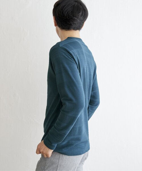 ikka（イッカ）の「ランダムリップルボーダーロンT（Tシャツ/カットソー・メンズ・シルバー/ブラック/ホワイト/グリーン・L/XL/M/S）」の14枚目の写真