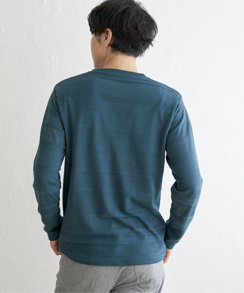 ikka（イッカ）の「ランダムリップルボーダーロンT（Tシャツ/カットソー・メンズ・シルバー/ブラック/ホワイト/グリーン・L/XL/M/S）」の15枚目の写真