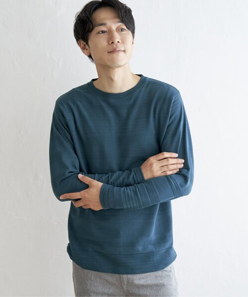 ikka（イッカ）の「ランダムリップルボーダーロンT（Tシャツ/カットソー・メンズ・シルバー/ブラック/ホワイト/グリーン・L/XL/M/S）」の16枚目の写真