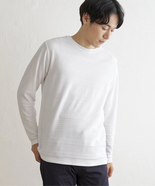 ikka（イッカ）の「ランダムリップルボーダーロンT（Tシャツ/カットソー・メンズ・シルバー/ブラック/ホワイト/グリーン・L/XL/M/S）」の21枚目の写真