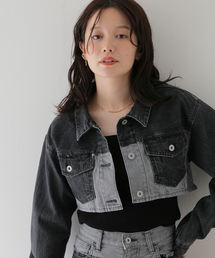 【eenie / イーニー】Cropped Shade Denim Jacket
