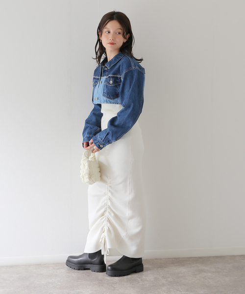 JOINT WORKS(ジョイントワークス)の「【eenie / イーニー】Cropped Shade Denim Jacket(デニムジャケット・レディース・ブルー系その他/ブラック・FREE)」の17枚目の写真