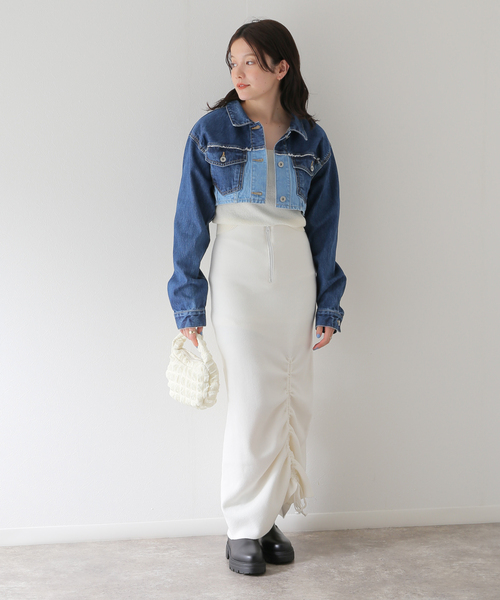 JOINT WORKS(ジョイントワークス)の「【eenie / イーニー】Cropped Shade Denim Jacket(デニムジャケット・レディース・ブルー系その他/ブラック・FREE)」の18枚目の写真