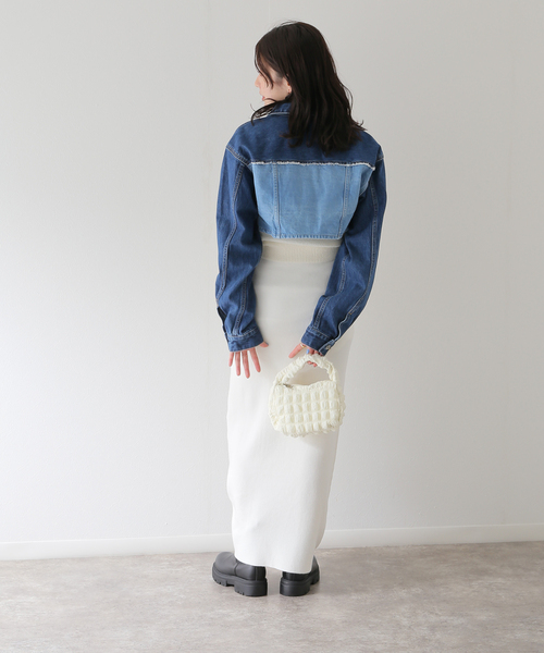 JOINT WORKS(ジョイントワークス)の「【eenie / イーニー】Cropped Shade Denim Jacket(デニムジャケット・レディース・ブルー系その他/ブラック・FREE)」の19枚目の写真
