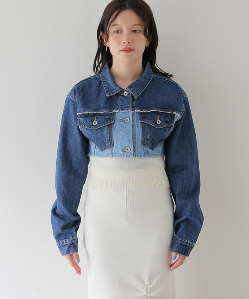 JOINT WORKS(ジョイントワークス)の「【eenie / イーニー】Cropped Shade Denim Jacket(デニムジャケット・レディース・ブルー系その他/ブラック・FREE)」の20枚目の写真