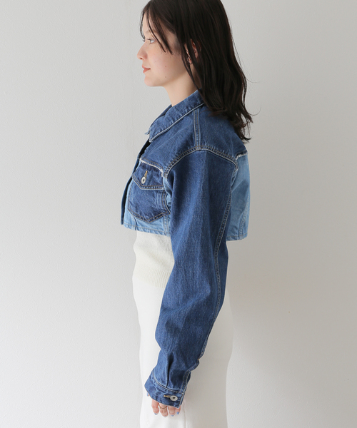 JOINT WORKS(ジョイントワークス)の「【eenie / イーニー】Cropped Shade Denim Jacket(デニムジャケット・レディース・ブルー系その他/ブラック・FREE)」の21枚目の写真