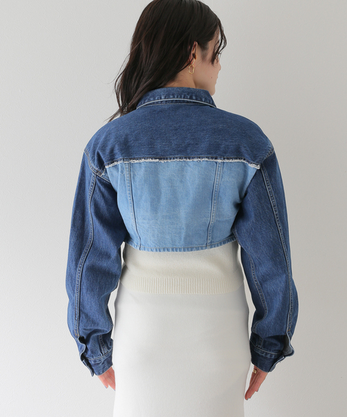 JOINT WORKS(ジョイントワークス)の「【eenie / イーニー】Cropped Shade Denim Jacket(デニムジャケット・レディース・ブルー系その他/ブラック・FREE)」の22枚目の写真