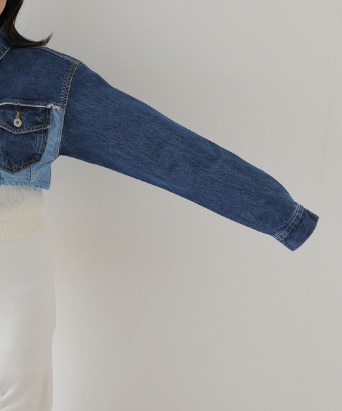JOINT WORKS(ジョイントワークス)の「【eenie / イーニー】Cropped Shade Denim Jacket(デニムジャケット・レディース・ブルー系その他/ブラック・FREE)」の13枚目の写真