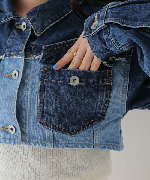 JOINT WORKS(ジョイントワークス)の「【eenie / イーニー】Cropped Shade Denim Jacket(デニムジャケット・レディース・ブルー系その他/ブラック・FREE)」の15枚目の写真