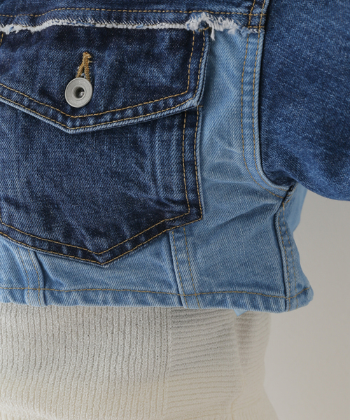 JOINT WORKS(ジョイントワークス)の「【eenie / イーニー】Cropped Shade Denim Jacket(デニムジャケット・レディース・ブルー系その他/ブラック・FREE)」の5枚目の写真