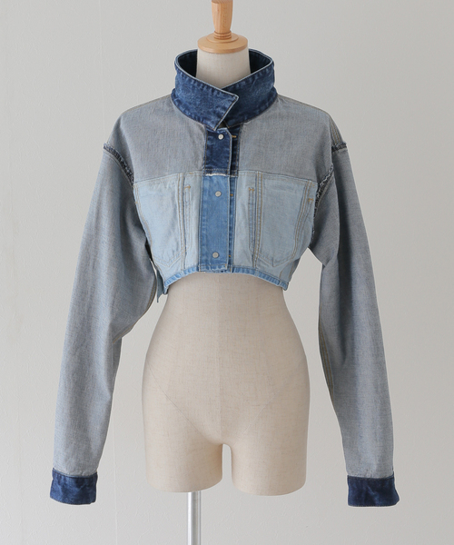 JOINT WORKS(ジョイントワークス)の「【eenie / イーニー】Cropped Shade Denim Jacket(デニムジャケット・レディース・ブルー系その他/ブラック・FREE)」の6枚目の写真