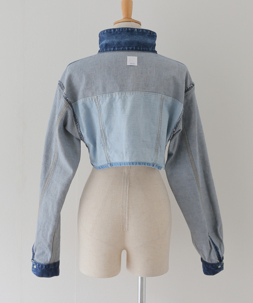 JOINT WORKS(ジョイントワークス)の「【eenie / イーニー】Cropped Shade Denim Jacket(デニムジャケット・レディース・ブルー系その他/ブラック・FREE)」の7枚目の写真