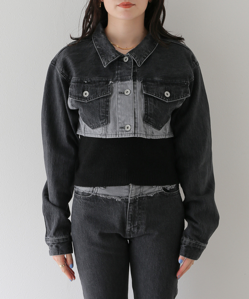 JOINT WORKS(ジョイントワークス)の「【eenie / イーニー】Cropped Shade Denim Jacket(デニムジャケット・レディース・ブルー系その他/ブラック・FREE)」の9枚目の写真