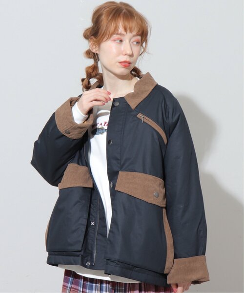 DOUBLE NAME（ダブルネーム）の「オイルド加工風ハンティングブルゾン/ユニセックス可（ブルゾン・レディース・ネイビー/カーキ/ベージュ・FREE）」の14枚目の写真