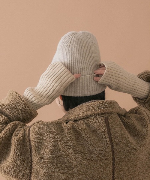 TWEED MILL（ツイードミル）の「『別注』TWEED MILL×DOORS　ニット帽（ニットキャップ/ビーニー・レディース・オフホワイト/グレー/ネイビー・FREE）」の4枚目の写真