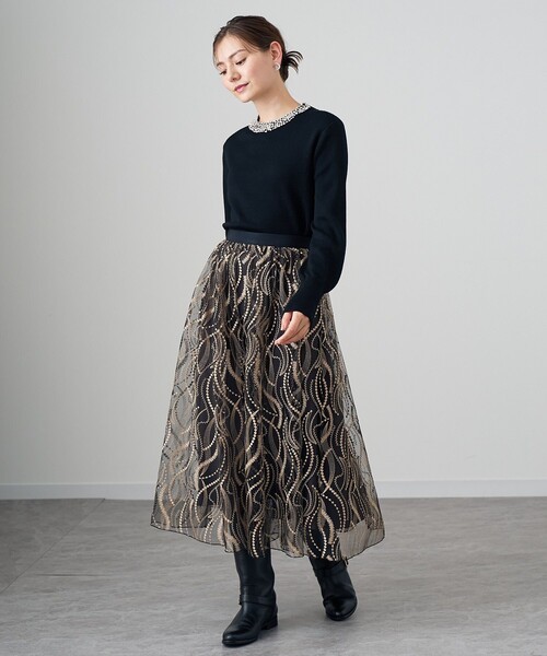ANAYI（アナイ）の「ラメチュールギャザー スカート（スカート・レディース・ブラック/ゴールド系その他・36/38/34）」の12枚目の写真