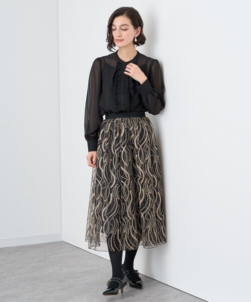 ANAYI（アナイ）の「ラメチュールギャザー スカート（スカート・レディース・ブラック/ゴールド系その他・36/38/34）」の13枚目の写真