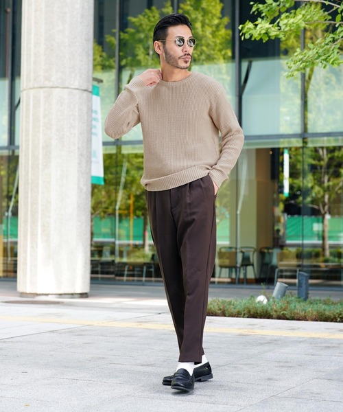 jiggys shop(ジギーズショップ)の「ラーベン編みクルーネック綿ニット(ニット/セーター・メンズ・ブラック/ブルー系その他/ピンク/グレー/ベージュ/ネイビー・MEDIUM/LARGE)」の8枚目の写真