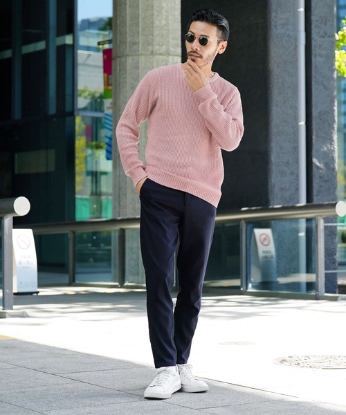 jiggys shop(ジギーズショップ)の「ラーベン編みクルーネック綿ニット(ニット/セーター・メンズ・ブラック/ブルー系その他/ピンク/グレー/ベージュ/ネイビー・MEDIUM/LARGE)」の13枚目の写真