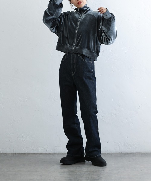 COLONY 2139（コロニートゥーワンスリーナイン）の「ベロアラインショートトラックジャケット/ジャージ（ジャージ・レディース・カーキ/チャコールグレー/ブルー・FREE）」の14枚目の写真