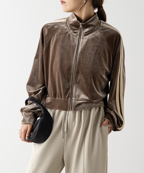 COLONY 2139（コロニートゥーワンスリーナイン）の「ベロアラインショートトラックジャケット/ジャージ（ジャージ・レディース・カーキ/チャコールグレー/ブルー・FREE）」の19枚目の写真