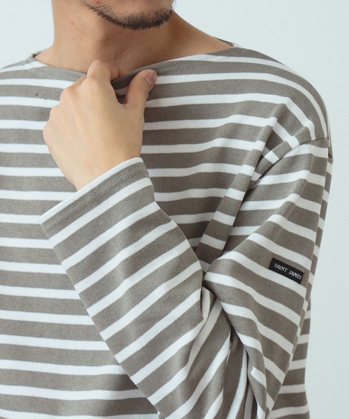 BEAMS F（ビームスエフ）の「SAINT JAMES / OUESSANT ボーダー ボートネック Tシャツ（Tシャツ/カットソー・メンズ・オフホワイト/ホワイト系その他5/オリーブ/ブラック/ホワイト系その他4/ベージュ・6/4/5）」の6枚目の写真