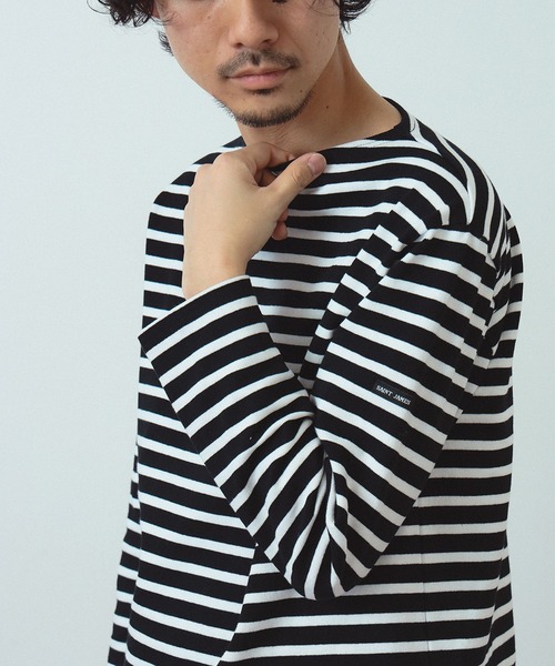 BEAMS F（ビームスエフ）の「SAINT JAMES / OUESSANT ボーダー ボートネック Tシャツ（Tシャツ/カットソー・メンズ・オフホワイト/ホワイト系その他5/オリーブ/ブラック/ホワイト系その他4/ベージュ・6/4/5）」の4枚目の写真