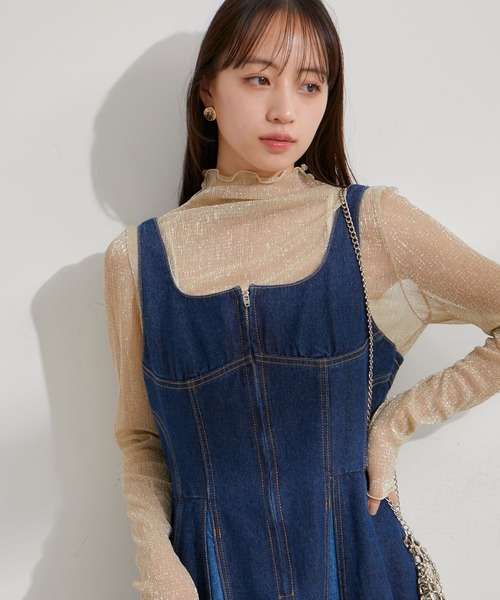 VIS(ビス)の「切替デニムジャンパースカート(ワンピース・レディース・ブルー系その他/スミクロ・M/S)」の8枚目の写真