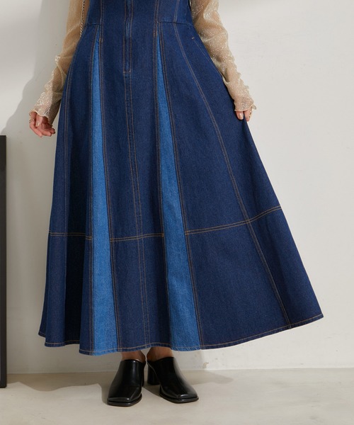 VIS(ビス)の「切替デニムジャンパースカート(ワンピース・レディース・ブルー系その他/スミクロ・M/S)」の10枚目の写真