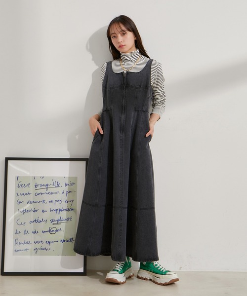 VIS(ビス)の「切替デニムジャンパースカート(ワンピース・レディース・ブルー系その他/スミクロ・M/S)」の11枚目の写真