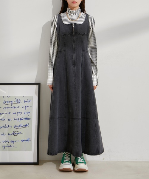 VIS(ビス)の「切替デニムジャンパースカート(ワンピース・レディース・ブルー系その他/スミクロ・M/S)」の17枚目の写真