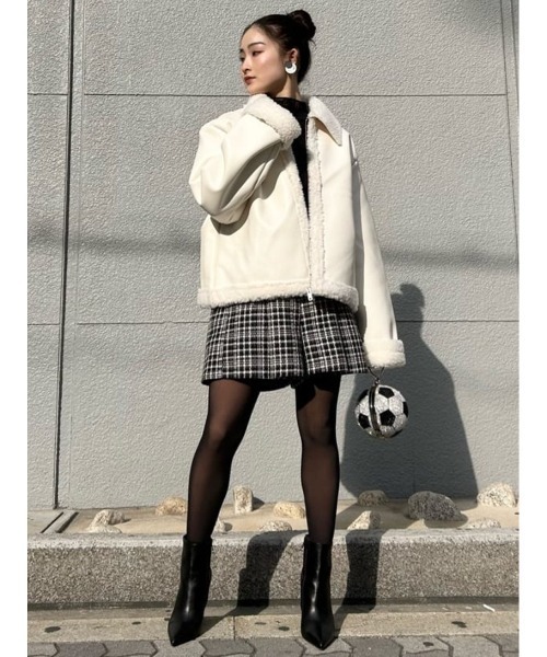 Narcissus（ナルシス）の「【Narcissus】ボアフェイクレザージャケット（ライダースジャケット・レディース・ホワイト/ブラック・FREE）」の22枚目の写真