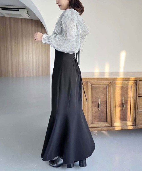 one after another NICE CLAUP（ワンアフターアナザーナイスクラップ）の「【S,M,Lサイズ】バックレースアップマーメイドスカート/WEB限定サイズあり（スカート・レディース・ブラック/ベージュ/ホワイト系その他・SMALL/MEDIUM/LARGE）」の18枚目の写真