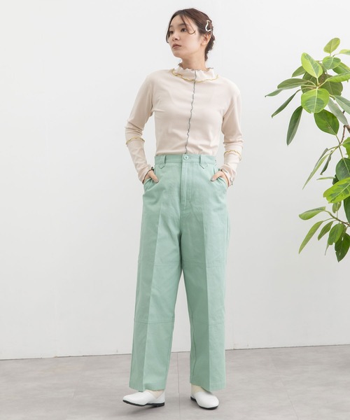 POU DOU DOU（プードゥドゥ）の「ニーパッチパンツ（その他パンツ・レディース・ベージュ/ミント/インディゴブルー・3）」の7枚目の写真