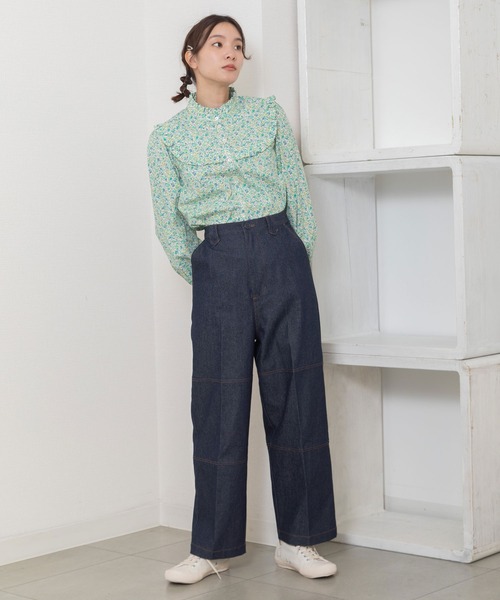 POU DOU DOU（プードゥドゥ）の「ニーパッチパンツ（その他パンツ・レディース・ベージュ/ミント/インディゴブルー・3）」の16枚目の写真