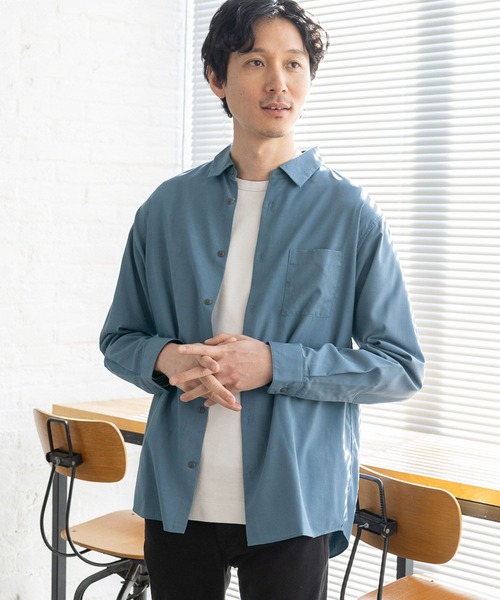 GLOBAL WORK（グローバルワーク）の「サラサマレギュラーカラーシャツ/975741（シャツ/ブラウス・メンズ・ブルー系その他5/ネイビー系8/ブルー/オフホワイト/グレー/チャコールグレー・SMALL/MEDIUM/LARGE/X-LARGE）」の9枚目の写真