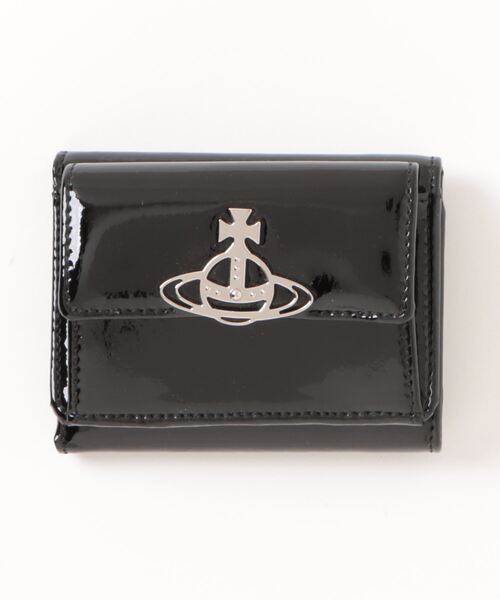 Vivienne Westwood(ヴィヴィアンウエストウッド)の「【PALL】52010013-L001O-LASHINY PATENT SMALL FLAP PURSE(財布・レディース・ピンク/ブラック/パープル・FREE)」の2枚目の写真