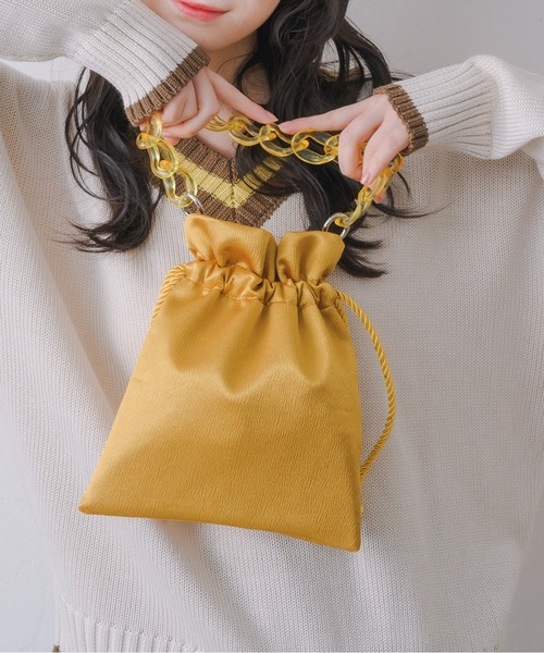 RETRO GIRL(レトロガール)の「3WAY巾着バッグ(ショルダーバッグ・レディース・ブラック/オフホワイト/イエロー・ONE SIZE)」の3枚目の写真