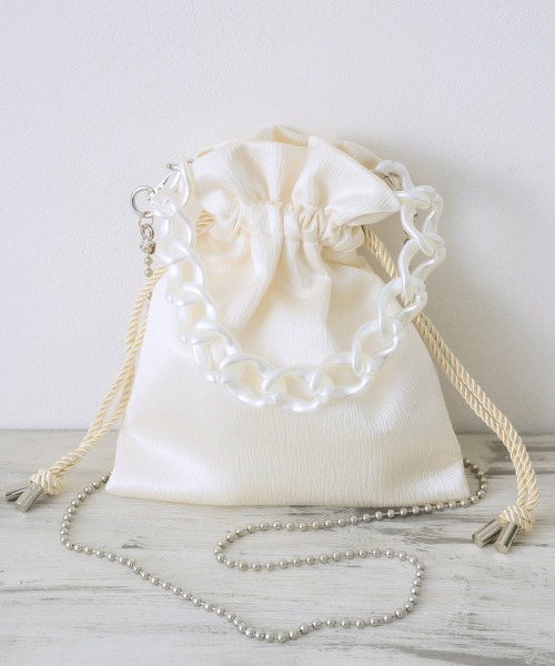 RETRO GIRL(レトロガール)の「3WAY巾着バッグ(ショルダーバッグ・レディース・ブラック/オフホワイト/イエロー・ONE SIZE)」の6枚目の写真