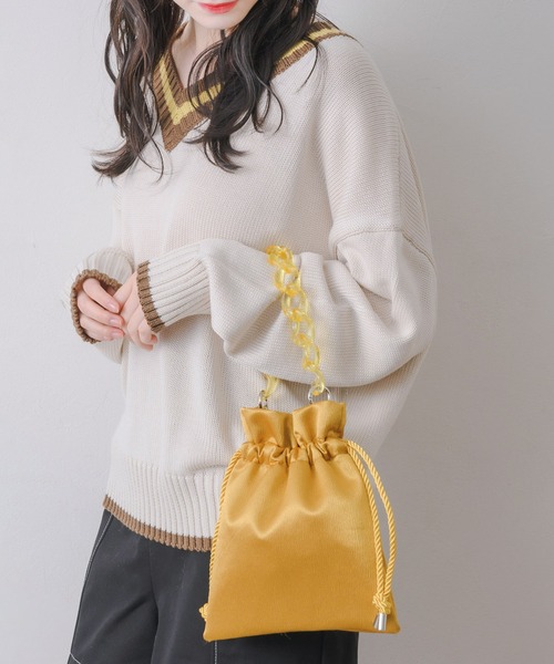 RETRO GIRL(レトロガール)の「3WAY巾着バッグ(ショルダーバッグ・レディース・ブラック/オフホワイト/イエロー・ONE SIZE)」の9枚目の写真