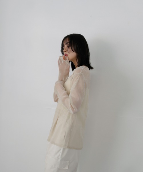 LIAN(リアン)の「ラメシアークルーネックPO(Tシャツ/カットソー・レディース・ベージュ/グレー/オフホワイト/ブラック/モカ・FREE)」の7枚目の写真