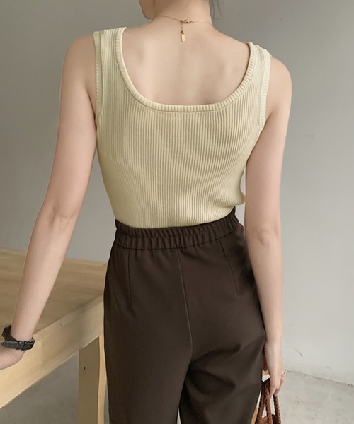 MILAE（ミレ）の「ベーシックリブ編みタンクトップ（タンクトップ・レディース・ホワイト/ブラック/ライトピンク/ライトベージュ/ライトブルー/ライトイエロー・FREE）」の15枚目の写真