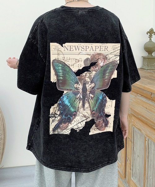 FVLMEN（フルメン）の「【FVLMEN】butterfly backprint halfsleeve tee/バタフライ バックプリント ハーフスリーブ T（Tシャツ/カットソー・メンズ・パープル/ベージュ/ブラック・LARGE/MEDIUM/X-LARGE）」の11枚目の写真