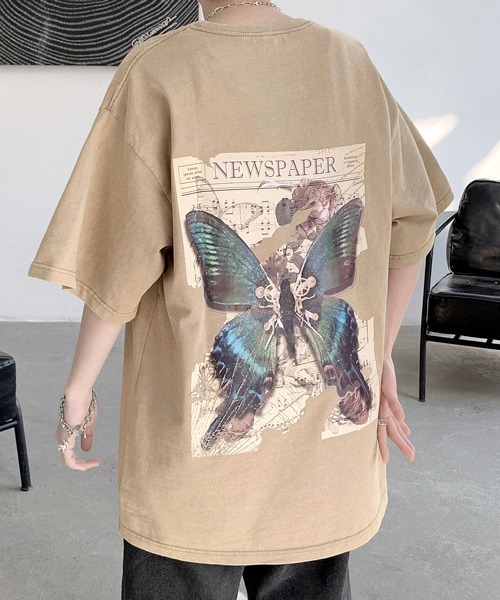 FVLMEN（フルメン）の「【FVLMEN】butterfly backprint halfsleeve tee/バタフライ バックプリント ハーフスリーブ T（Tシャツ/カットソー・メンズ・パープル/ベージュ/ブラック・LARGE/MEDIUM/X-LARGE）」の14枚目の写真