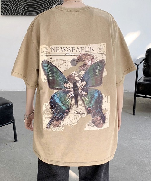 FVLMEN（フルメン）の「【FVLMEN】butterfly backprint halfsleeve tee/バタフライ バックプリント ハーフスリーブ T（Tシャツ/カットソー・メンズ・パープル/ベージュ/ブラック・LARGE/MEDIUM/X-LARGE）」の19枚目の写真