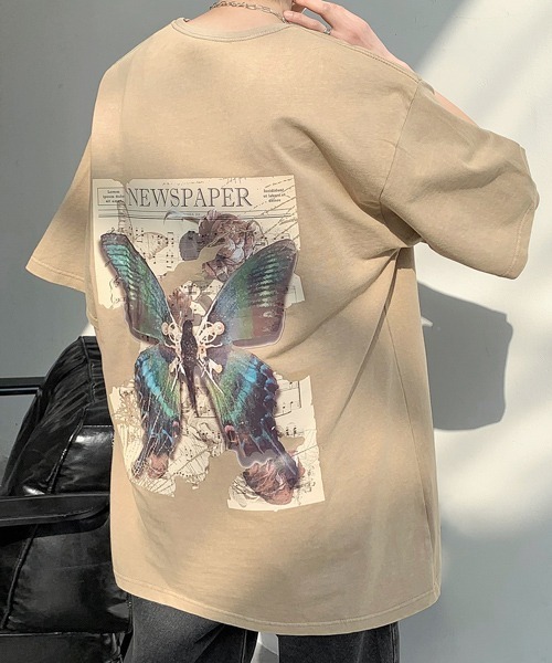 FVLMEN（フルメン）の「【FVLMEN】butterfly backprint halfsleeve tee/バタフライ バックプリント ハーフスリーブ T（Tシャツ/カットソー・メンズ・パープル/ベージュ/ブラック・LARGE/MEDIUM/X-LARGE）」の21枚目の写真
