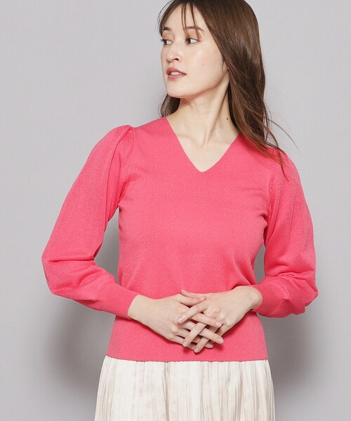 【セール】【洗える／シアーデザイン袖】さりげない光沢感とデザイン袖が華やかなニットプルオーバー（ニット/セーター）｜COUP DE CHANCE（クードシャンス）